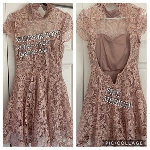 Windsor rose gold lace dress